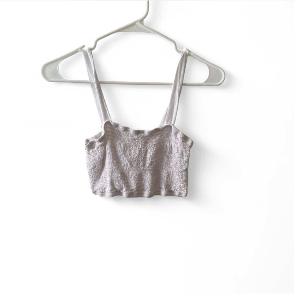 white ruffled cropped tank top